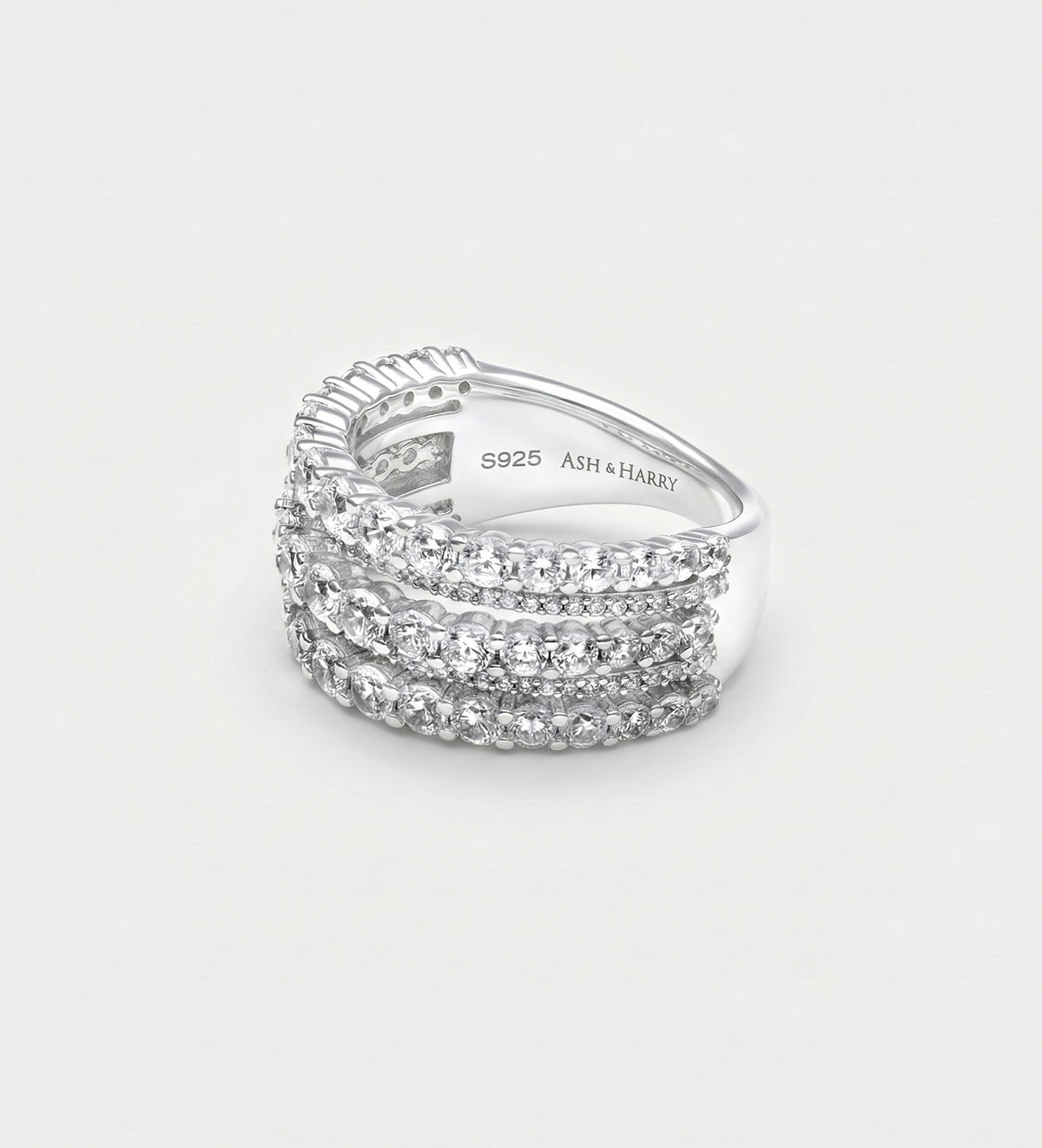 Brilliance Stack Ring in 925 Silver with High - Quality Simulated Diamonds - Ash & Harry