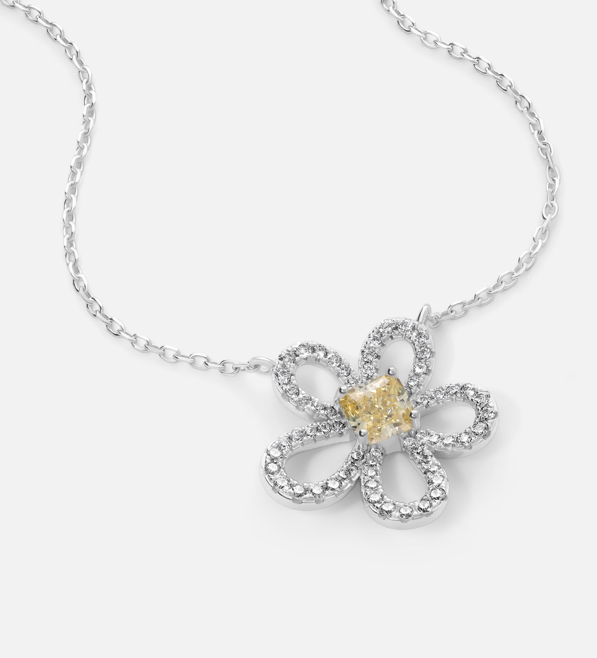 Canary Bloom Pendant in 925 Silver with High Quality Simulated White and Crafted Canary Diamond - Ash & Harry