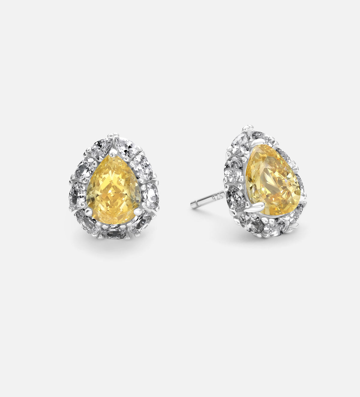 Canary Glow Studs in 925 Silver with High Quality Simulated White and Crafted Canary Diamonds - Ash & Harry