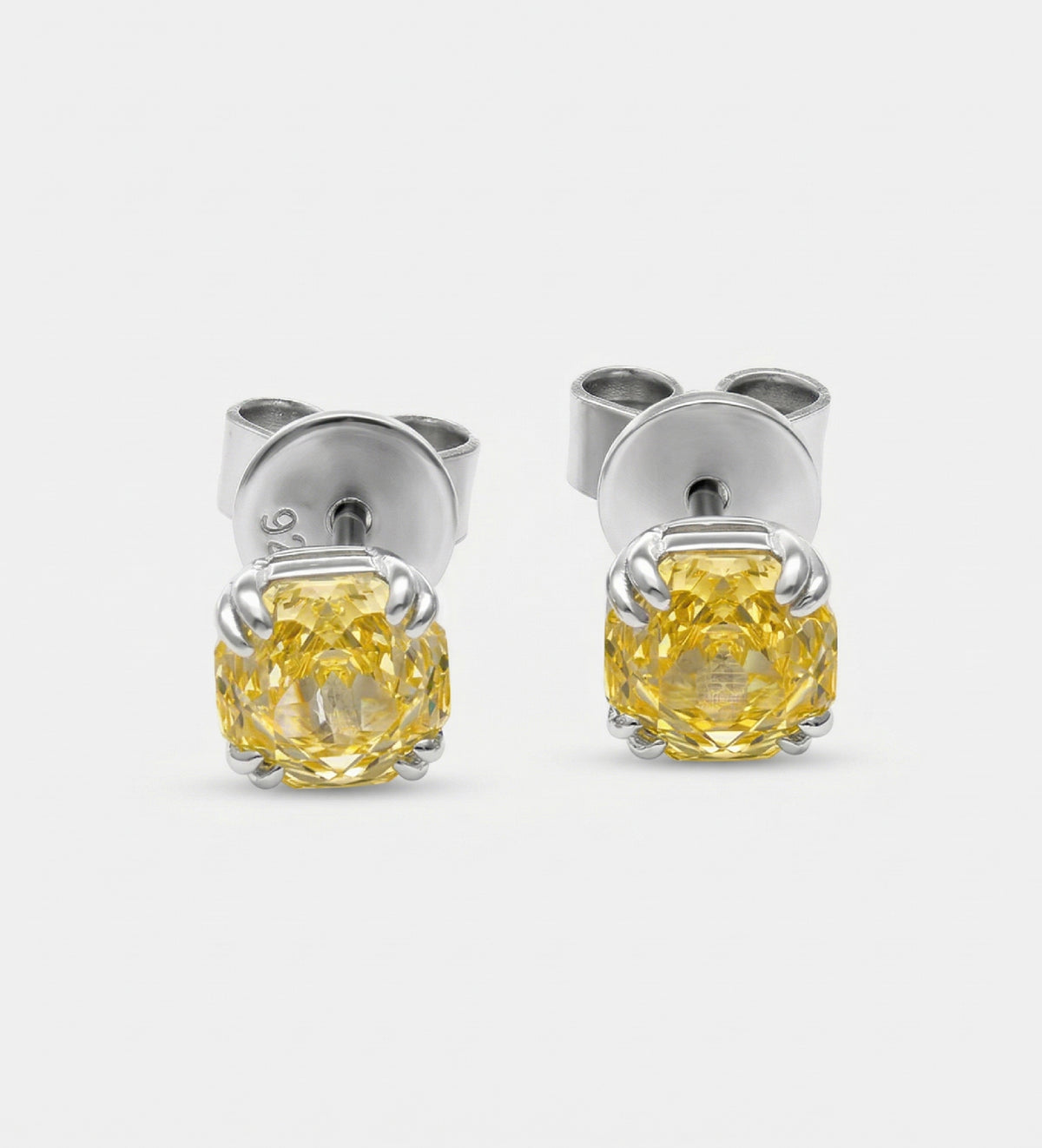 Canary Rose Glow Studs in 925 Silver with High Quality Simulated White and Crafted Canary Diamonds - Ash & Harry