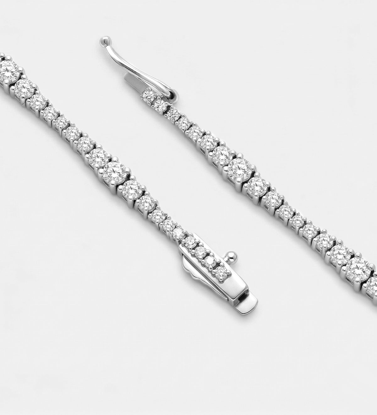 Cascade Wavy Tennis Bracelet in Rhodium Plating on 925 Silver - Ash & Harry