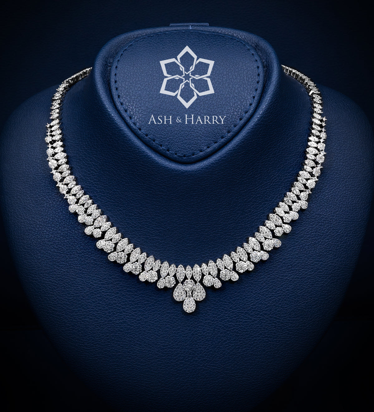 Celeste Drop Bridal Set in High Quality Simulated Diamonds Rhodium Plated - Ash & Harry