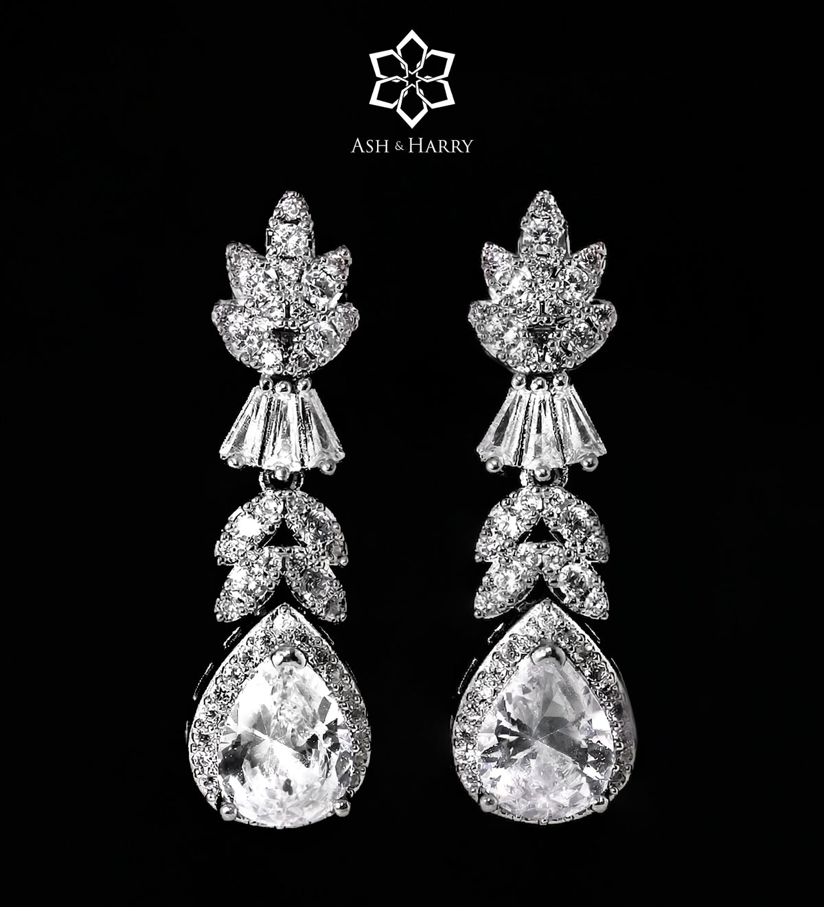 Celine Pure White Luxury Bridal Full Set in High Quality Simulated Diamonds Rhodium Plated - Ash & Harry