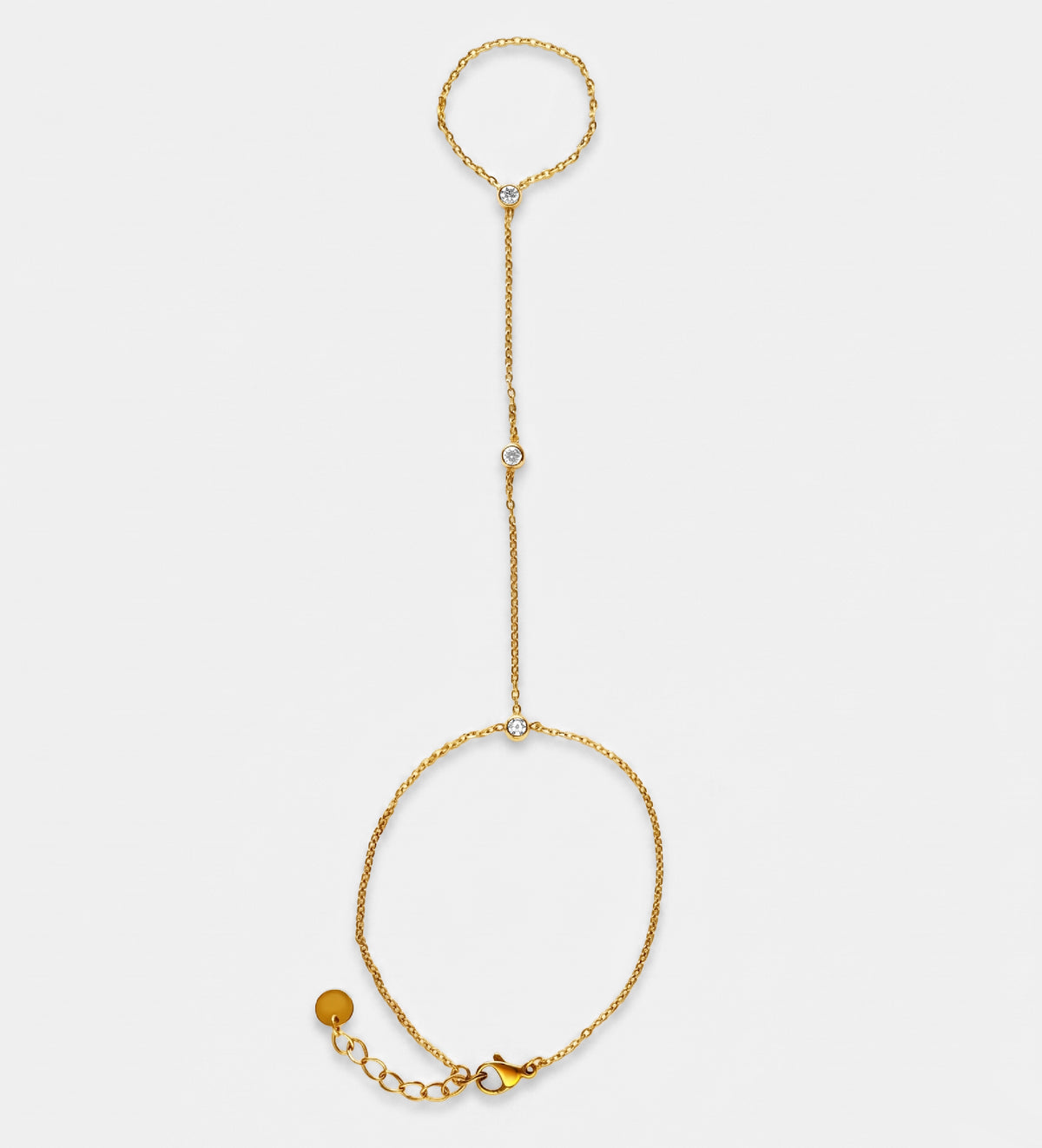 Crystal Link Hand Chain in Gold With High Quality Simulated Diamonds - Ash & Harry