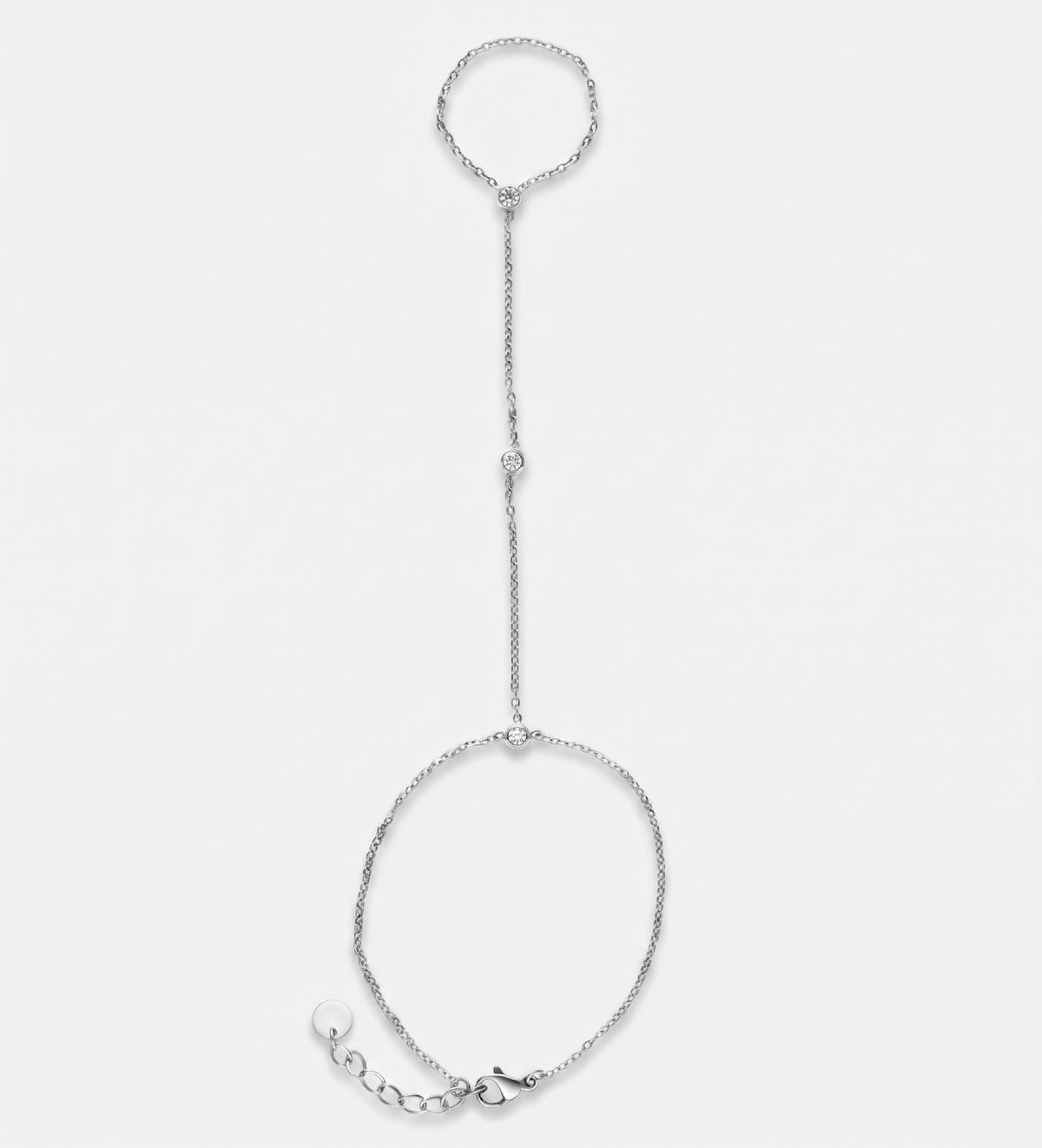 Crystal Link Hand Chain in Silver With High Quality Simulated Diamonds - Ash & Harry