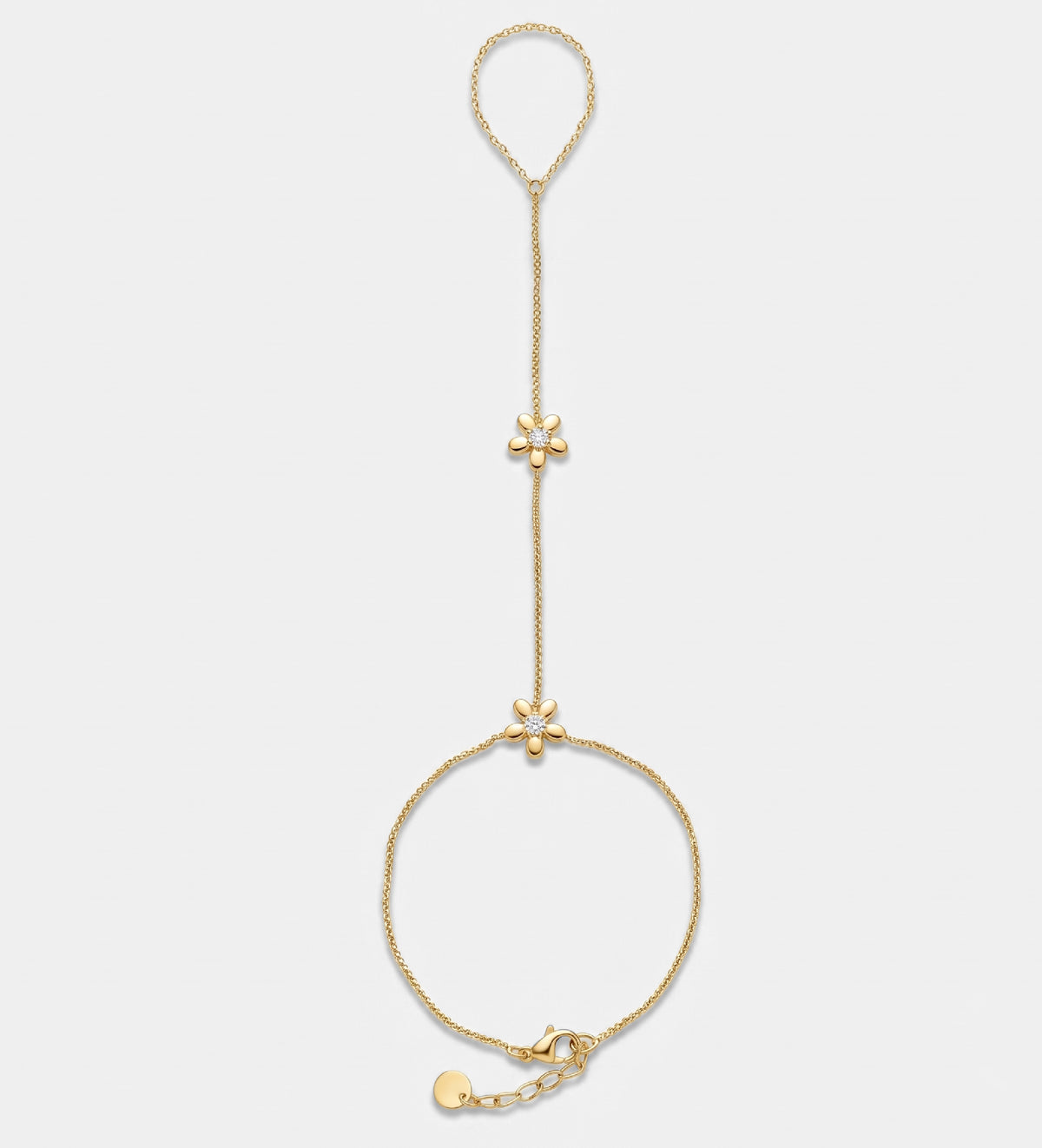 Daisy Link Hand Chain in Gold With High Quality Simulated Diamonds - Ash & Harry