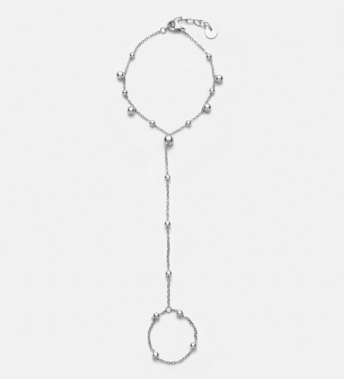 Dotted Bead Hand Chain in Silver - Ash & Harry