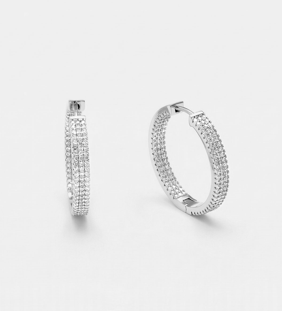 Double Row Pavé Hoops With High Quality Simulated Diamonds - Ash & Harry