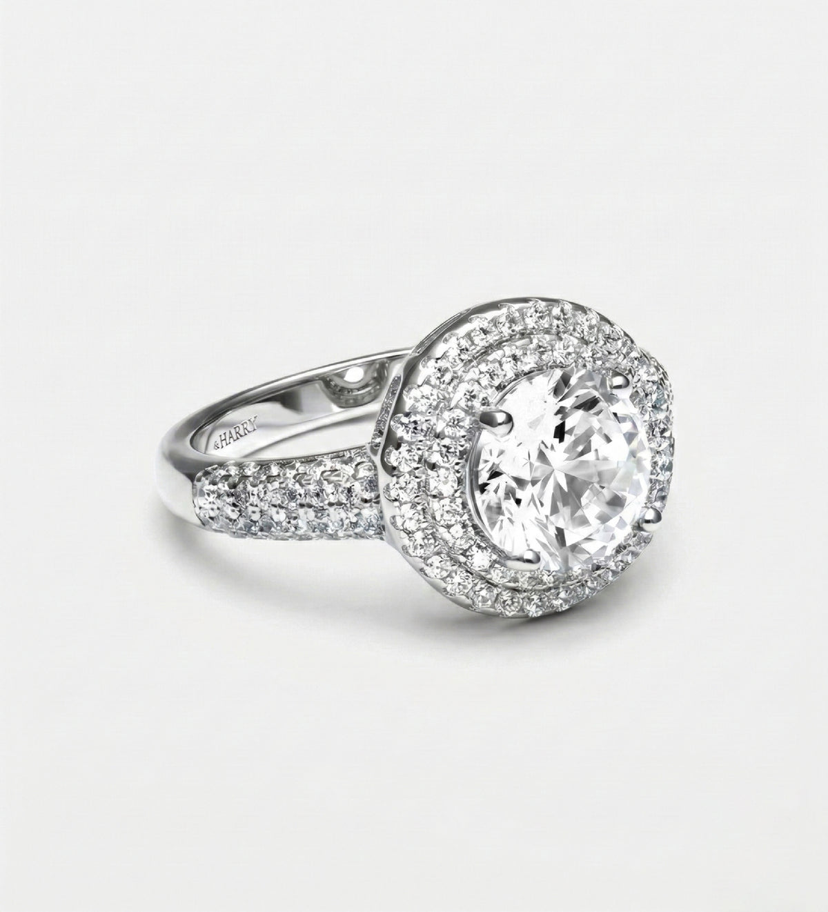 Double Halo Glow Ring in 925 Silver with High Quality Simulated Diamonds - Ash & Harry