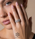 Duo Vine Sparkle Ring in 925 Silver with High - Quality White Simulated Diamonds - Ash & Harry