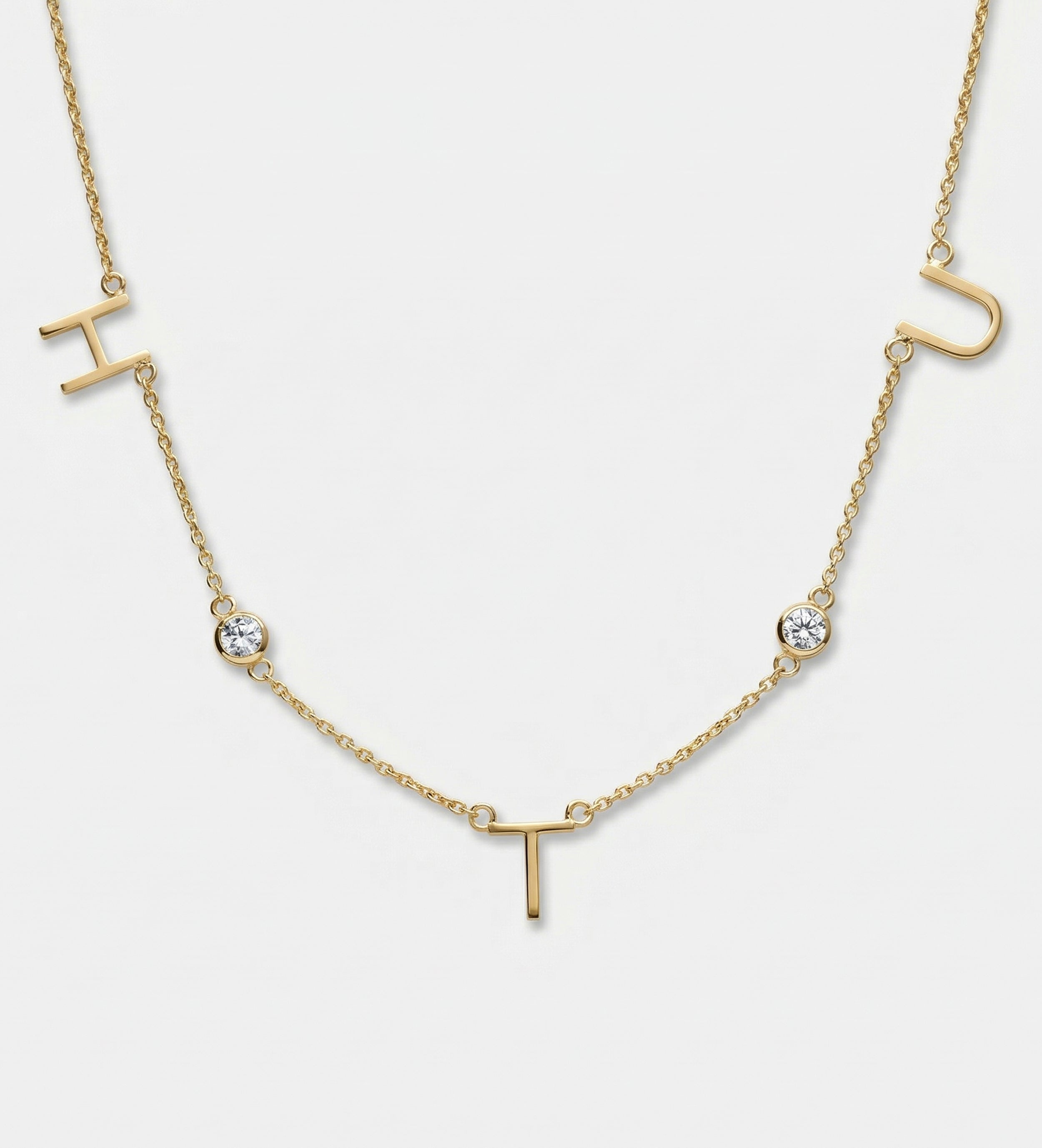 Eden Initial Necklace With .3CT Round Lab Diamond in 18K Gold Plating on 925 Silver - Ash & Harry