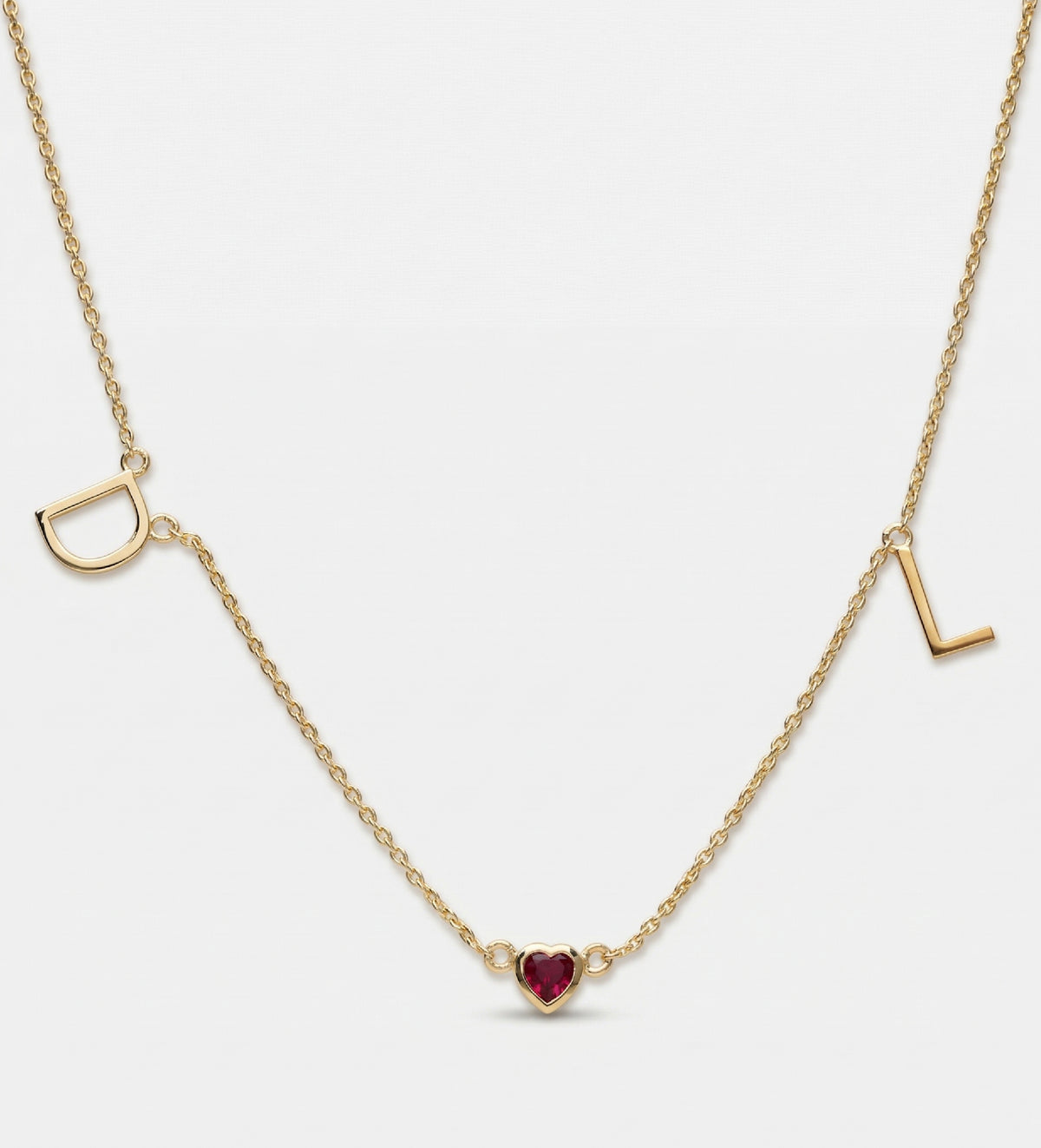 Eden Initial Necklace With 0.2ct Heart Shaped Lab Crafted Gemstone in 18K Gold Plating on 925 Silver - Ash & Harry