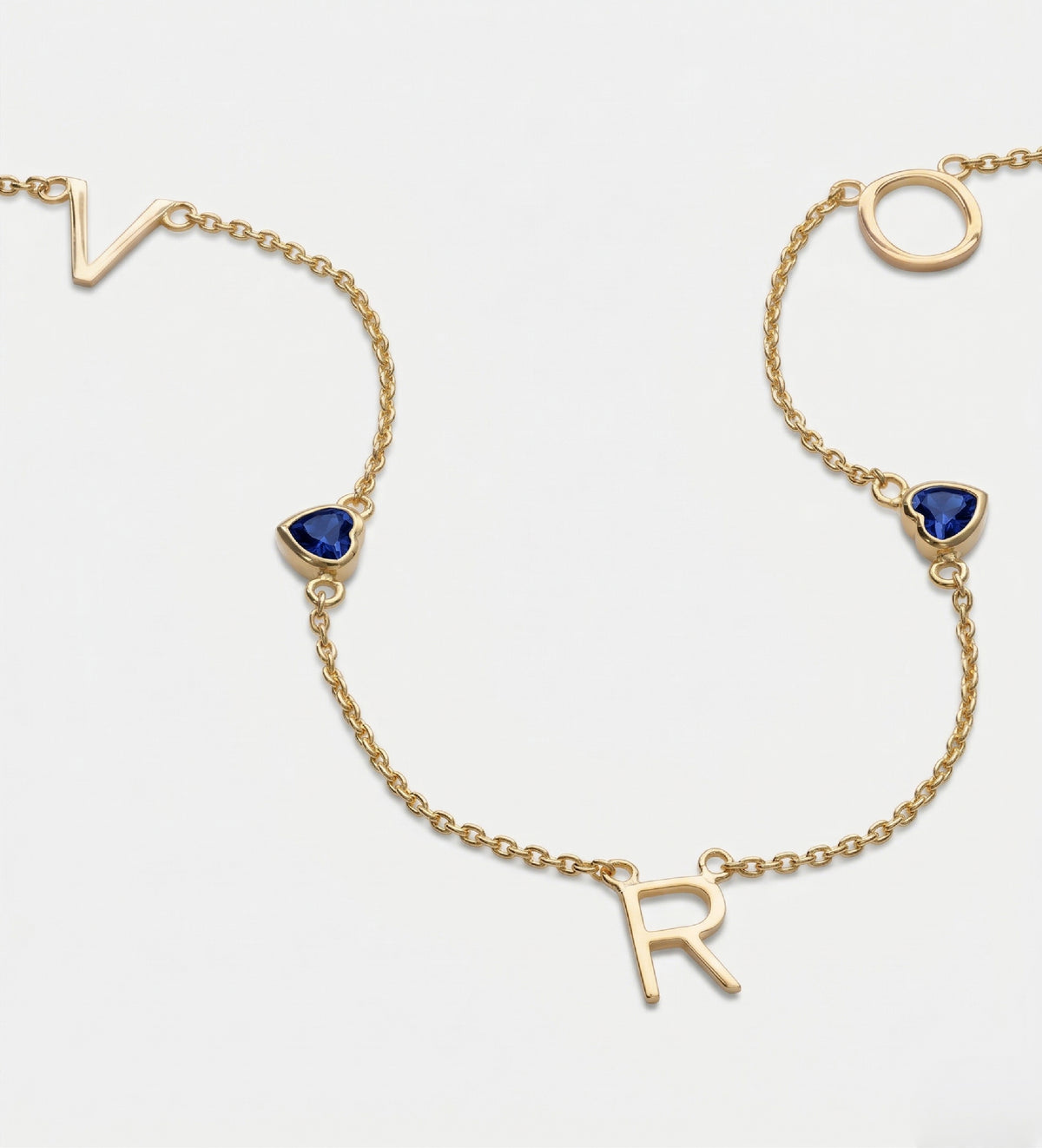 Eden Initial Necklace With 0.2ct Heart Shaped Lab Crafted Gemstone in 18K Gold Plating on 925 Silver - Ash & Harry