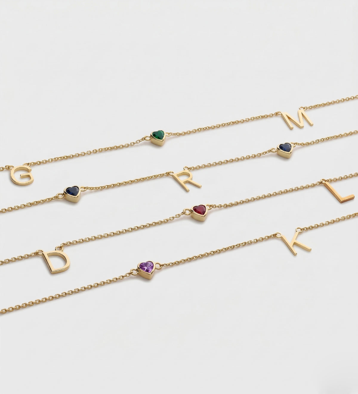 Eden Initial Necklace With 0.2ct Heart Shaped Lab Crafted Gemstone in 18K Gold Plating on 925 Silver - Ash & Harry