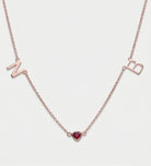 Eden Initial Necklace With 0.2ct Heart Shaped Lab Crafted Gemstone in 18K Rose Gold Plating on 925 Silver - Ash & Harry