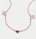 Eden Initial Necklace With 0.2ct Heart Shaped Lab Crafted Gemstone in 18K Rose Gold Plating on 925 Silver - Ash & Harry