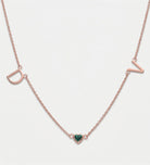 Eden Initial Necklace With 0.2ct Heart Shaped Lab Crafted Gemstone in 18K Rose Gold Plating on 925 Silver - Ash & Harry