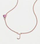 Eden Initial Necklace With 0.2ct Heart Shaped Lab Crafted Gemstone in 18K Rose Gold Plating on 925 Silver - Ash & Harry
