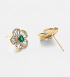 Emerald Bloom Studs With High Quality Simulated Emerald and Diamonds - Ash & Harry