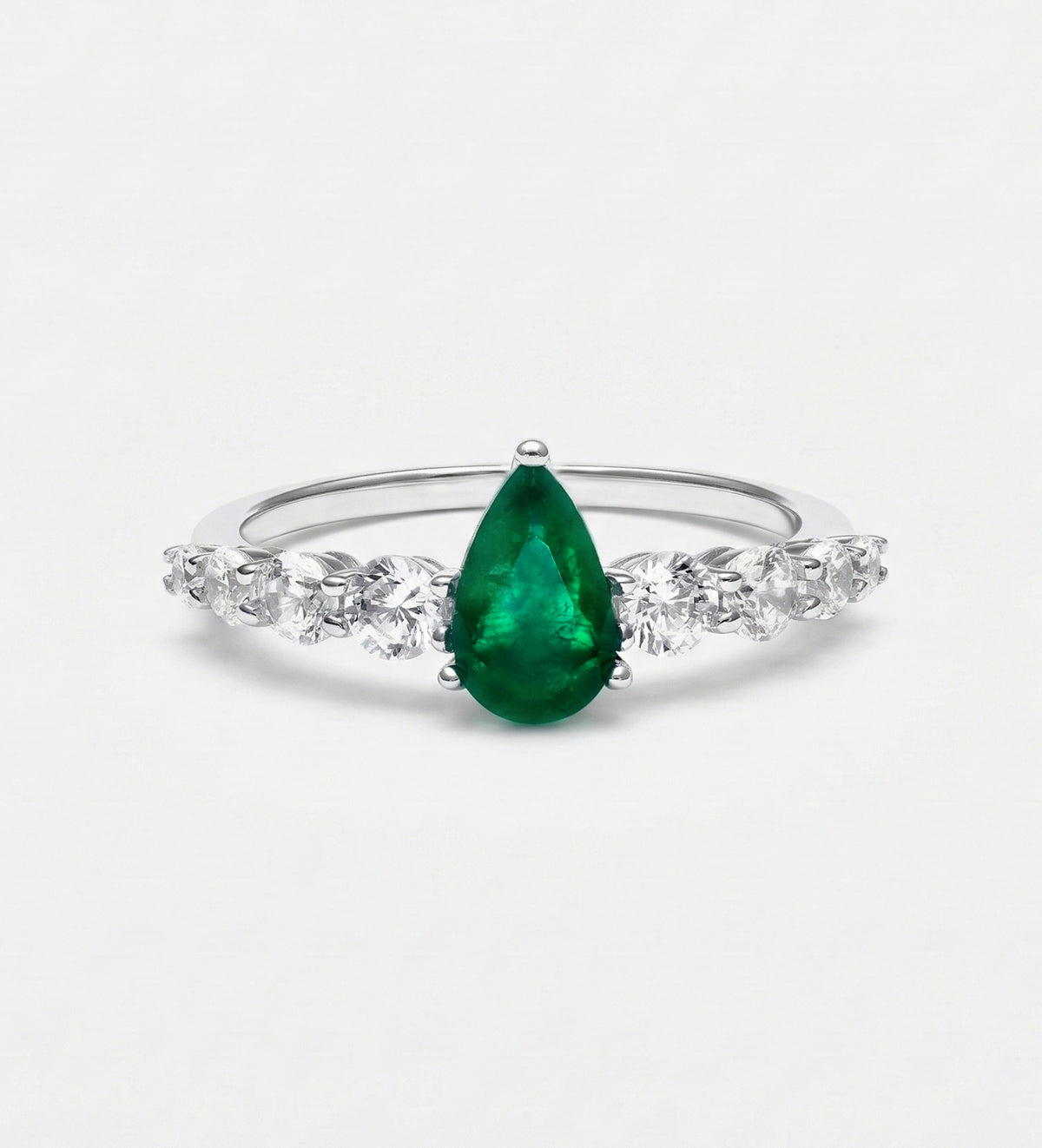 Emerald Teardrop Ring in 925 Silver High Quality Simulated Diamonds and Emerald Stone - Ash & Harry