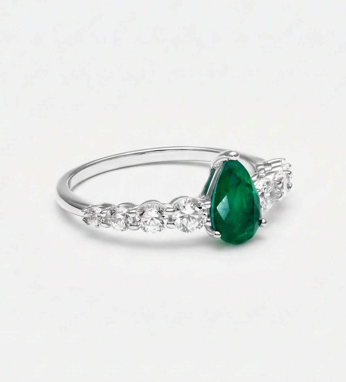 Emerald Teardrop Ring in 925 Silver High Quality Simulated Diamonds and Emerald Stone - Ash & Harry