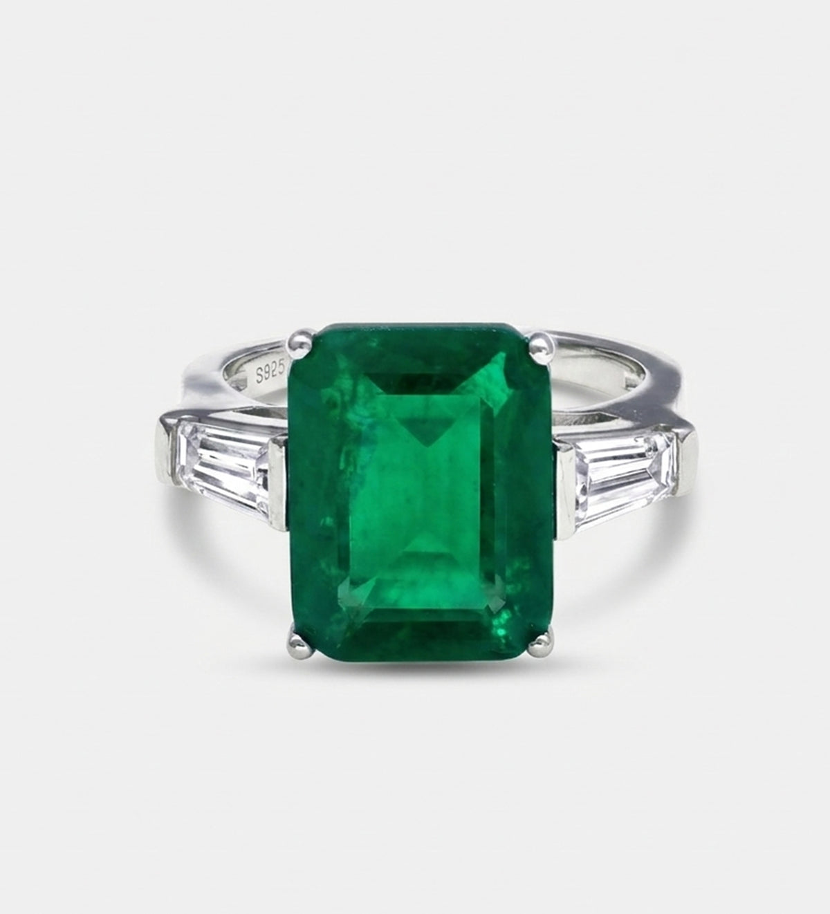 Emerald Baguette Ring In 925 Silver High Quality Simulated Diamonds - Ash & Harry