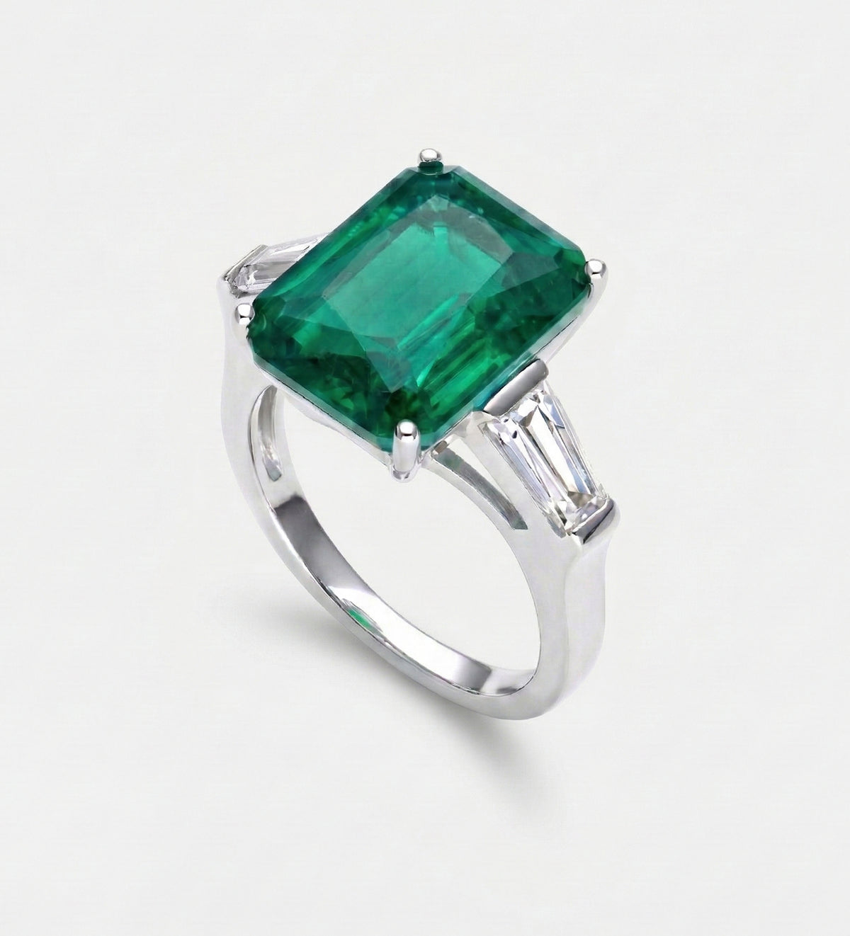 Emerald Baguette Ring In 925 Silver High Quality Simulated Diamonds - Ash & Harry