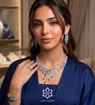Estelle Green Luxury Bridal Full Set in High Quality Simulated Diamonds Rhodium Plated - Ash & Harry