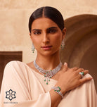 Estelle Green Luxury Bridal Full Set in High Quality Simulated Diamonds Rhodium Plated - Ash & Harry