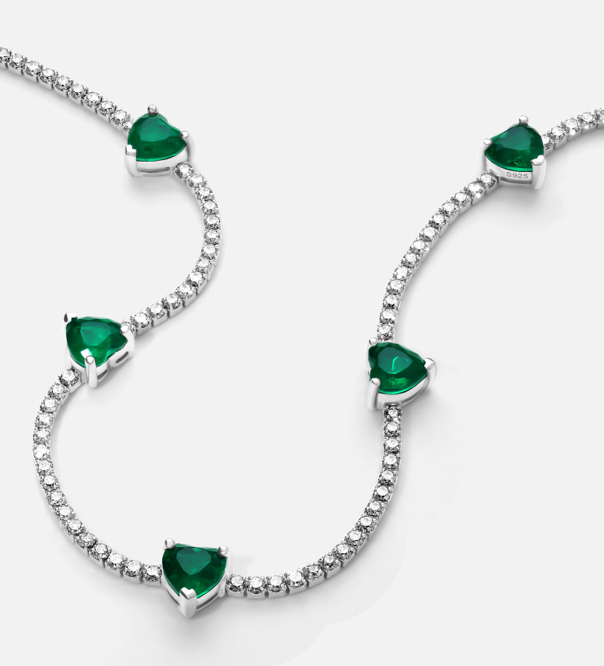 Eternal Eden Heart Necklace in 925 Silver High Quality Simulated Diamonds and Crafted Heart - Cut Emerald Stones - Ash & Harry