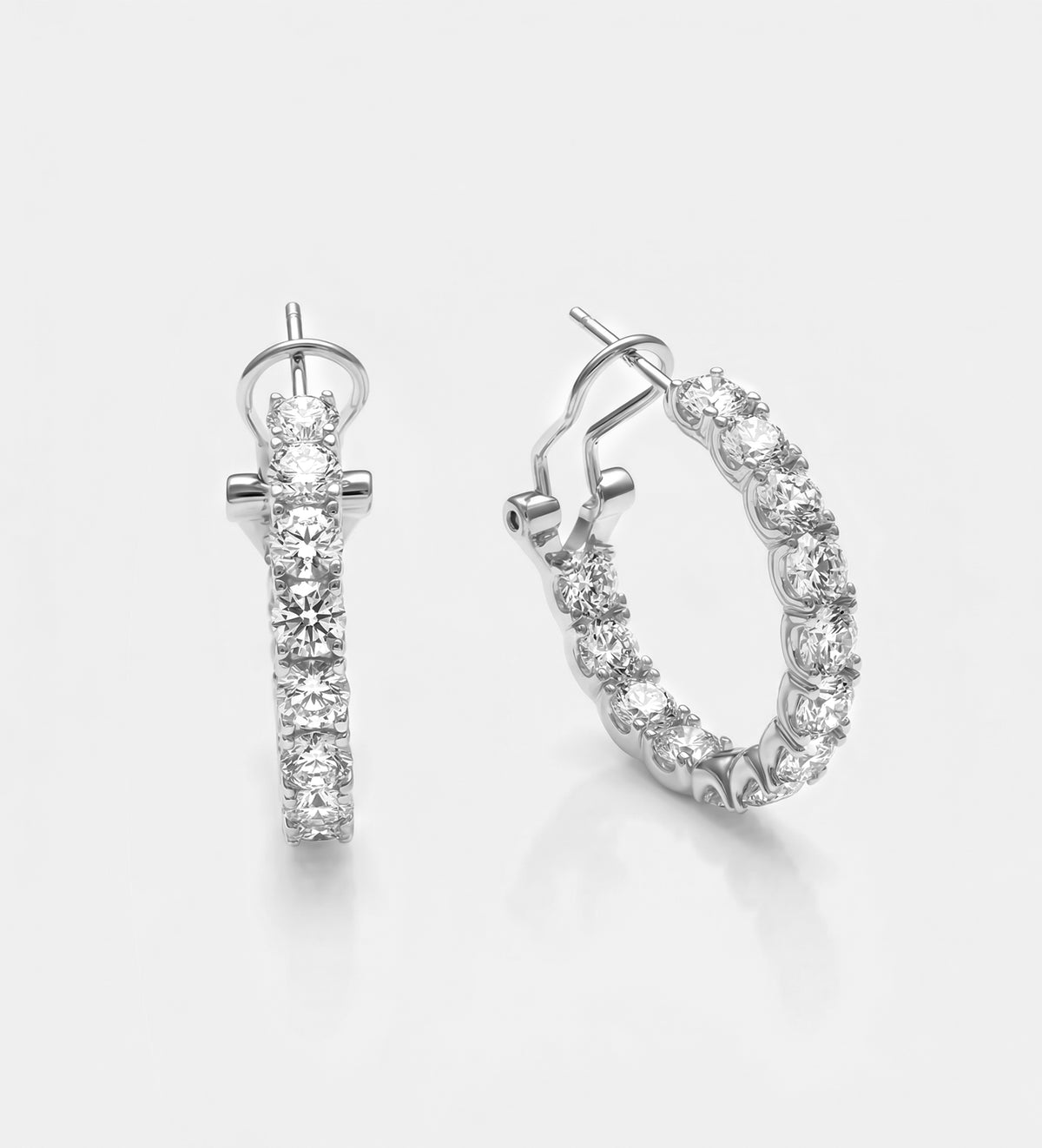 Eternal Radiance Inside out Tennis Hoops in 925 Silver with 4MM High Quality Simulated Diamond - Ash & Harry