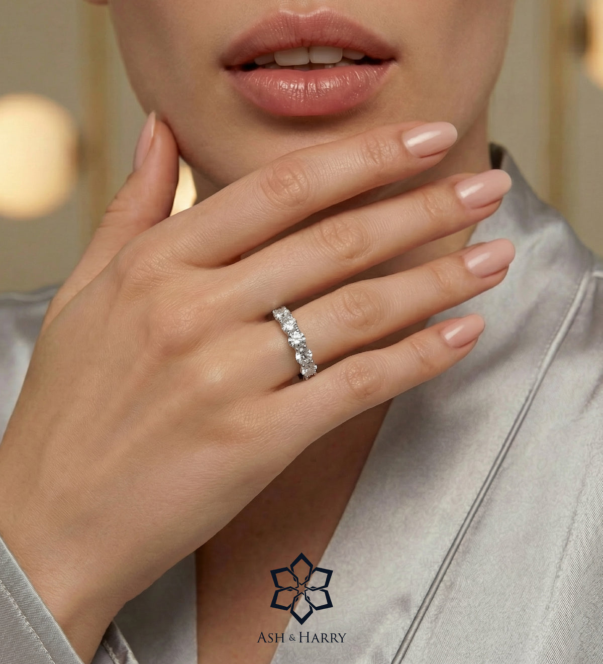 Five Star Row Ring in 925 Silver with High Quality Simulated Diamonds - Ash & Harry