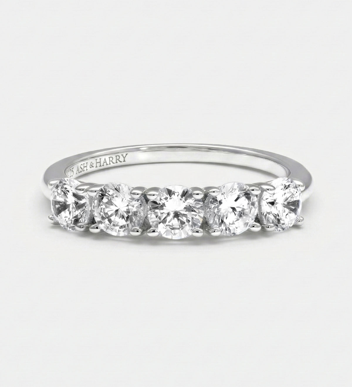 Five Star Row Ring in 925 Silver with High Quality Simulated Diamonds - Ash & Harry