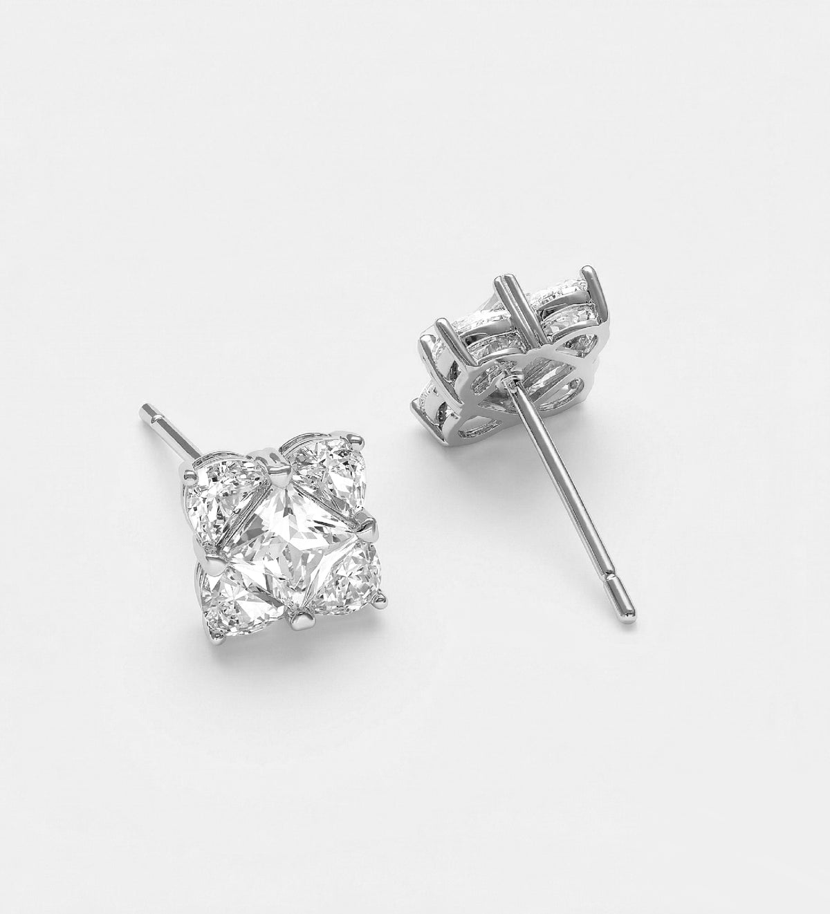 Four Point Clover Studs With High Quality Simulated Diamonds - Ash & Harry