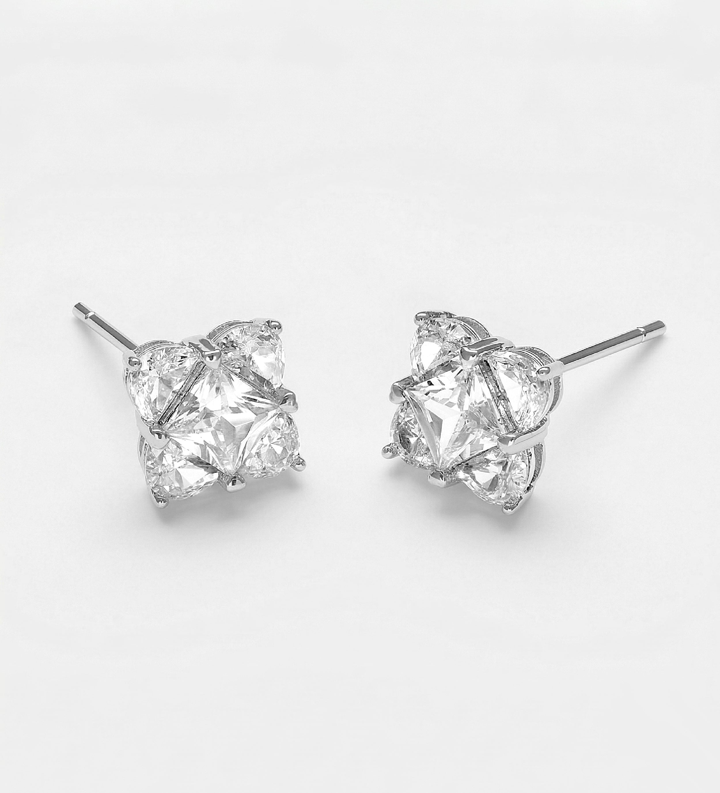 Four Point Clover Studs With High Quality Simulated Diamonds - Ash & Harry