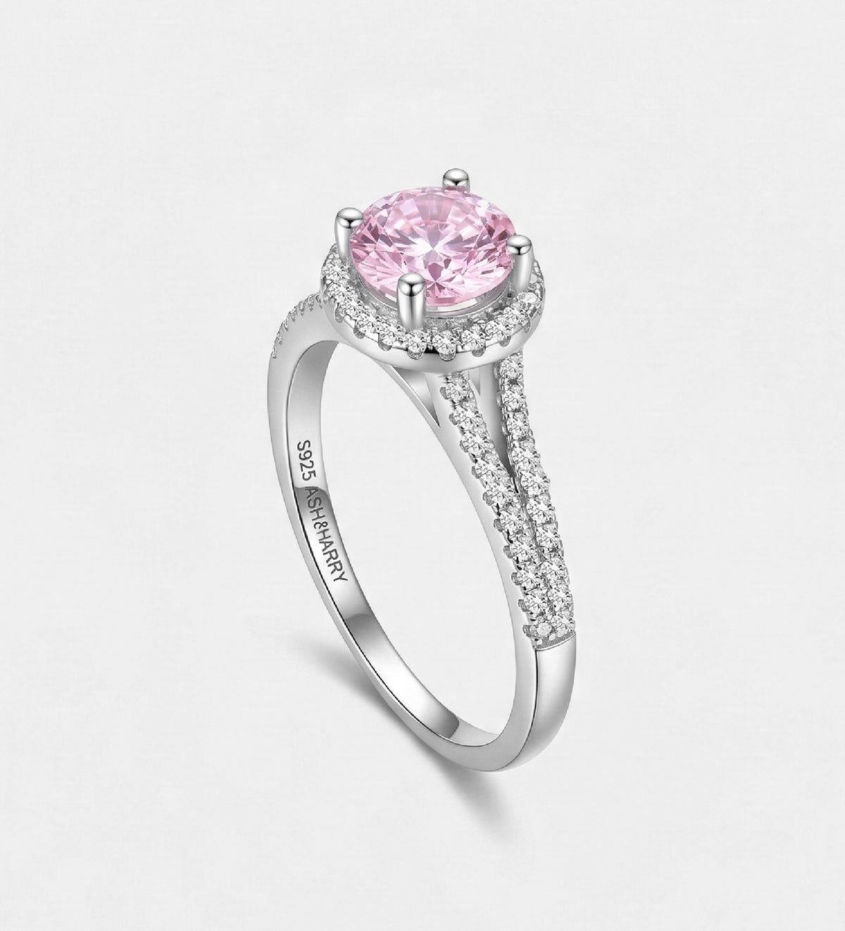 Frosted Sakura Ring in 925 Silver with High - Quality White and Pink Simulated Diamonds - Ash & Harry