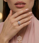 Frosted Sakura Ring in 925 Silver with High - Quality White and Pink Simulated Diamonds - Ash & Harry