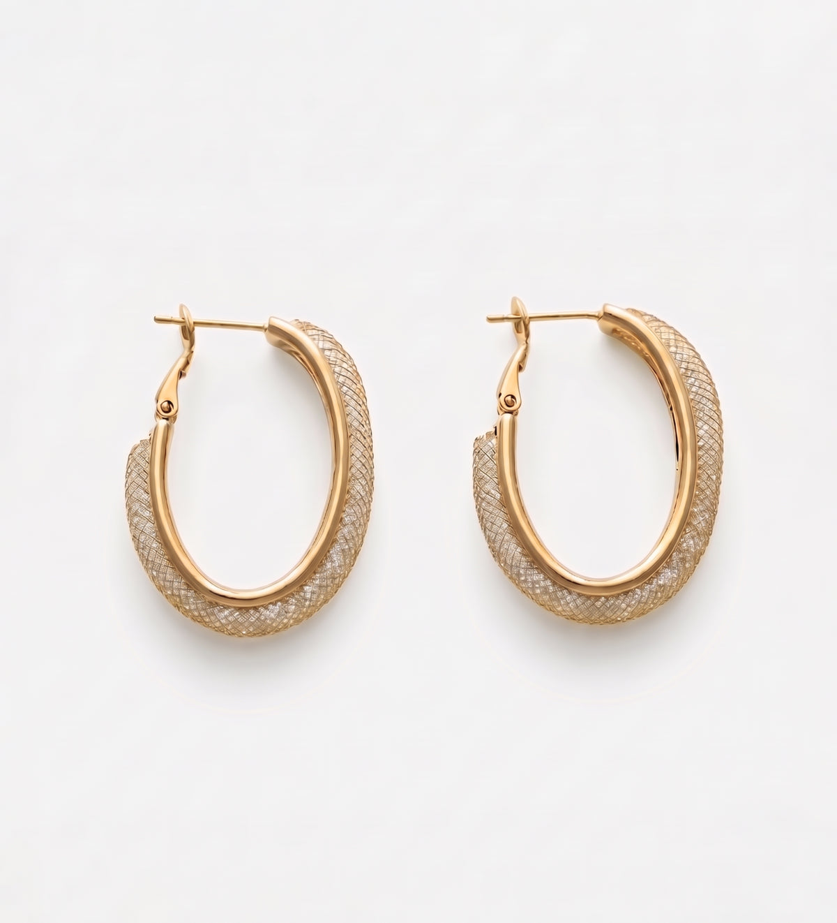 Gilded Mesh Hoops With High Quality Simulated Emerald and Diamonds - Ash & Harry