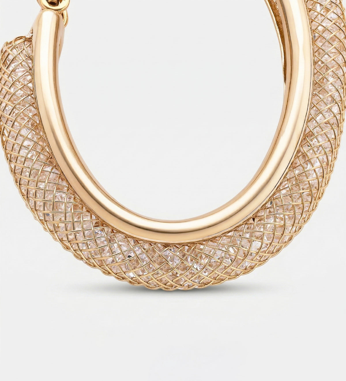 Gilded Mesh Hoops With High Quality Simulated Emerald and Diamonds - Ash & Harry