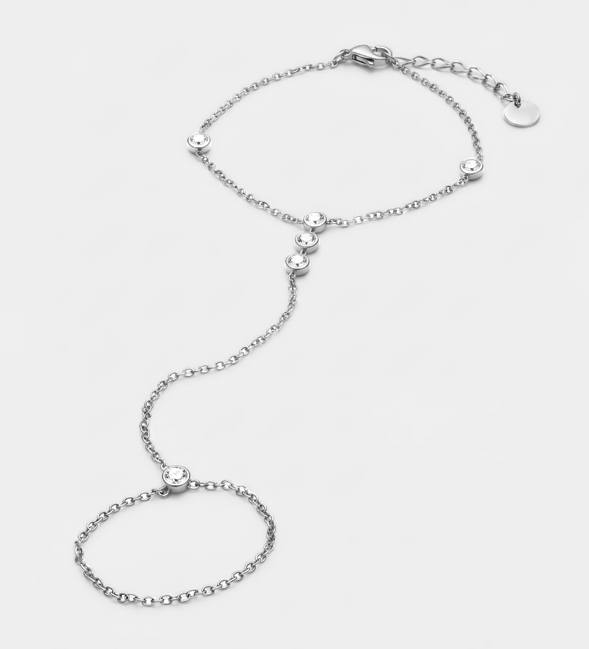 Glow Drop Hand Chain in Silver - Ash & Harry