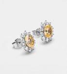 Golden Aura Studs in 925 Silver with High Quality Simulated White and Crafted Canary Diamonds - Ash & Harry