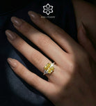 Golden Hour Cushion Ring in 925 Silver with High - Quality White and Canary Simulated Diamonds - Ash & Harry