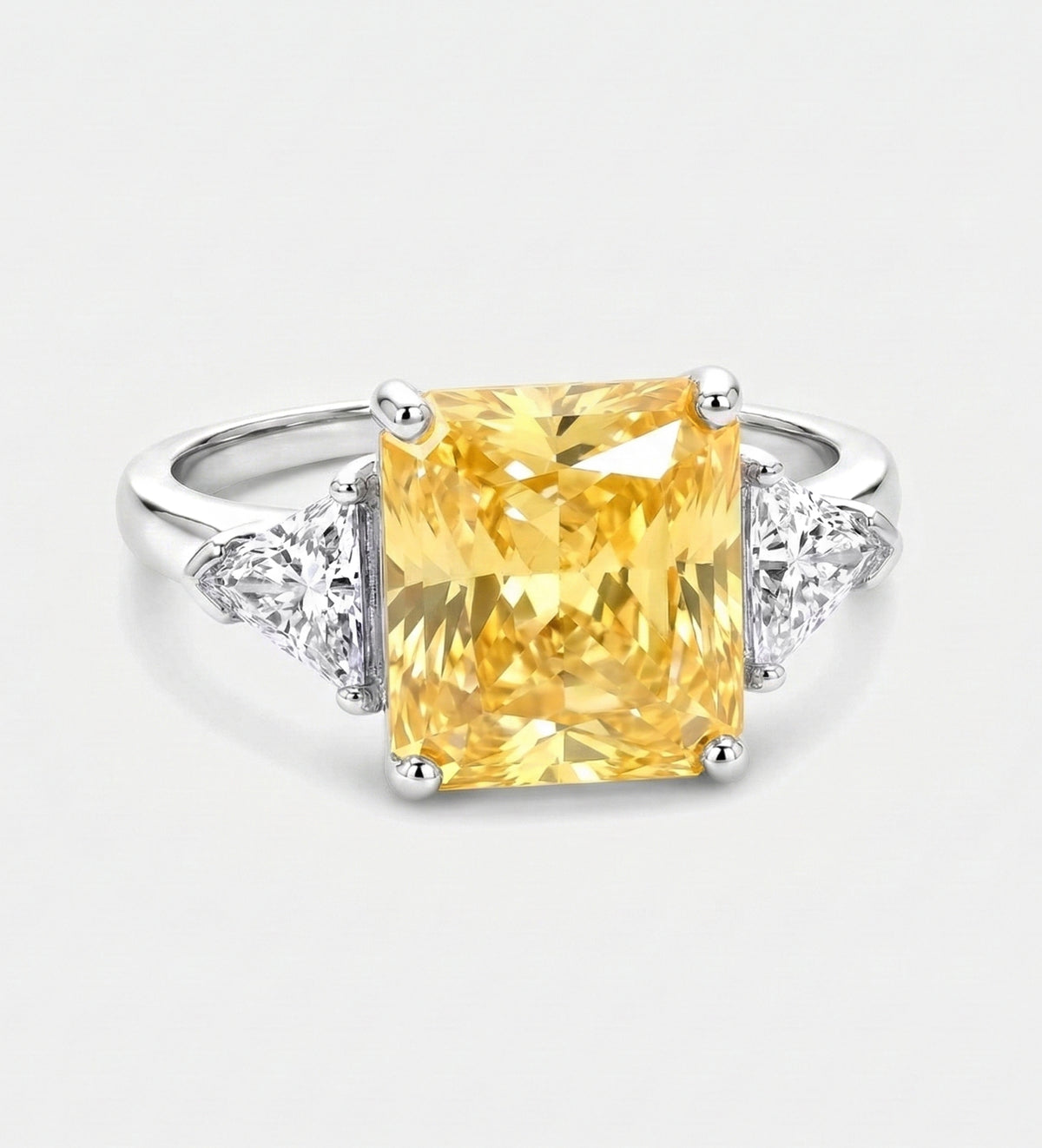 Golden Hour Cushion Ring in 925 Silver with High - Quality White and Canary Simulated Diamonds - Ash & Harry