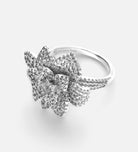 Grand Fleur Cocktail Ring in 925 Silver with High Quality Simulated Pave Diamonds - Ash & Harry