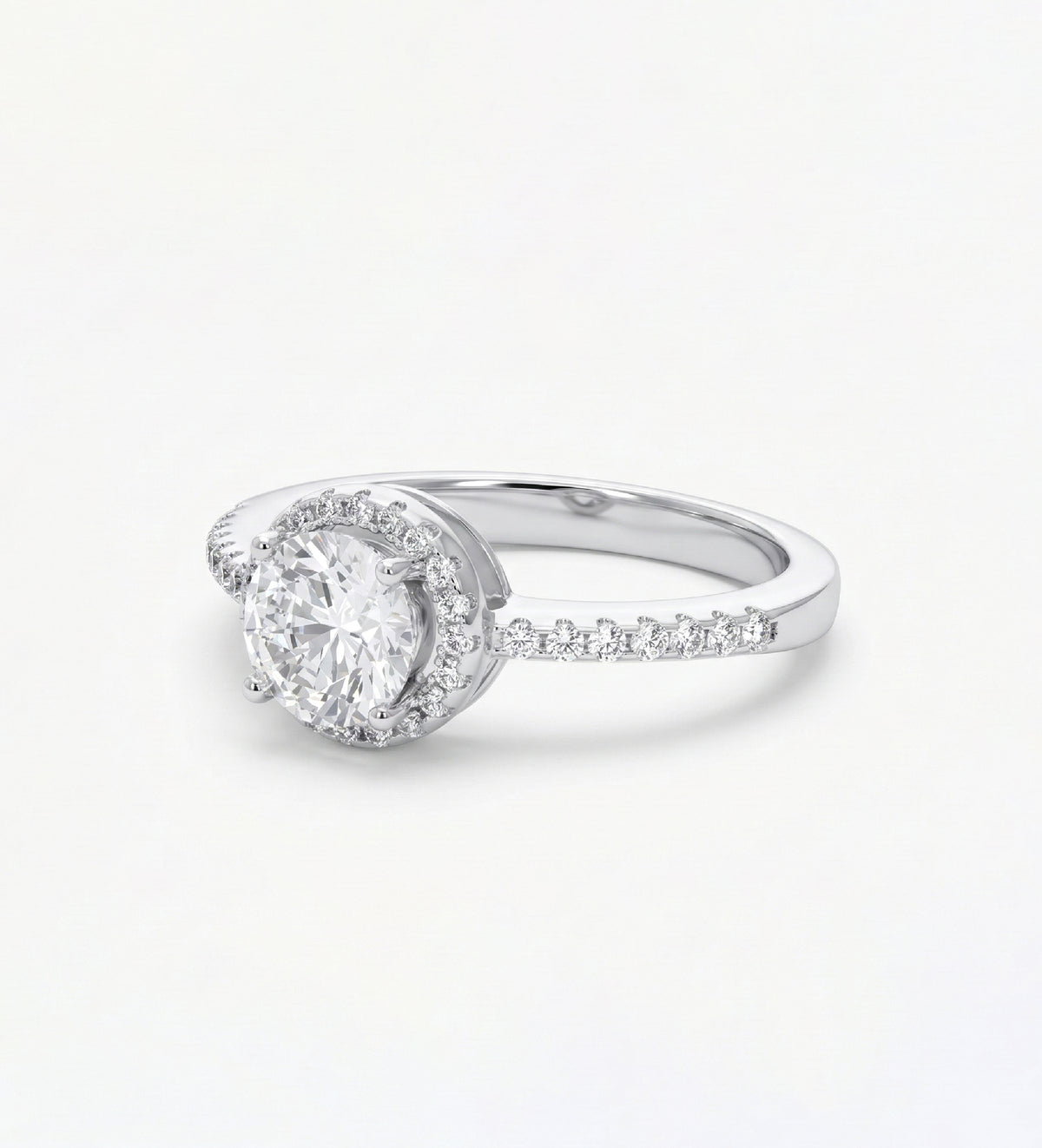 Halo Solitaire Ring in 925 Silver with High - Quality White Simulated Diamonds - Ash & Harry