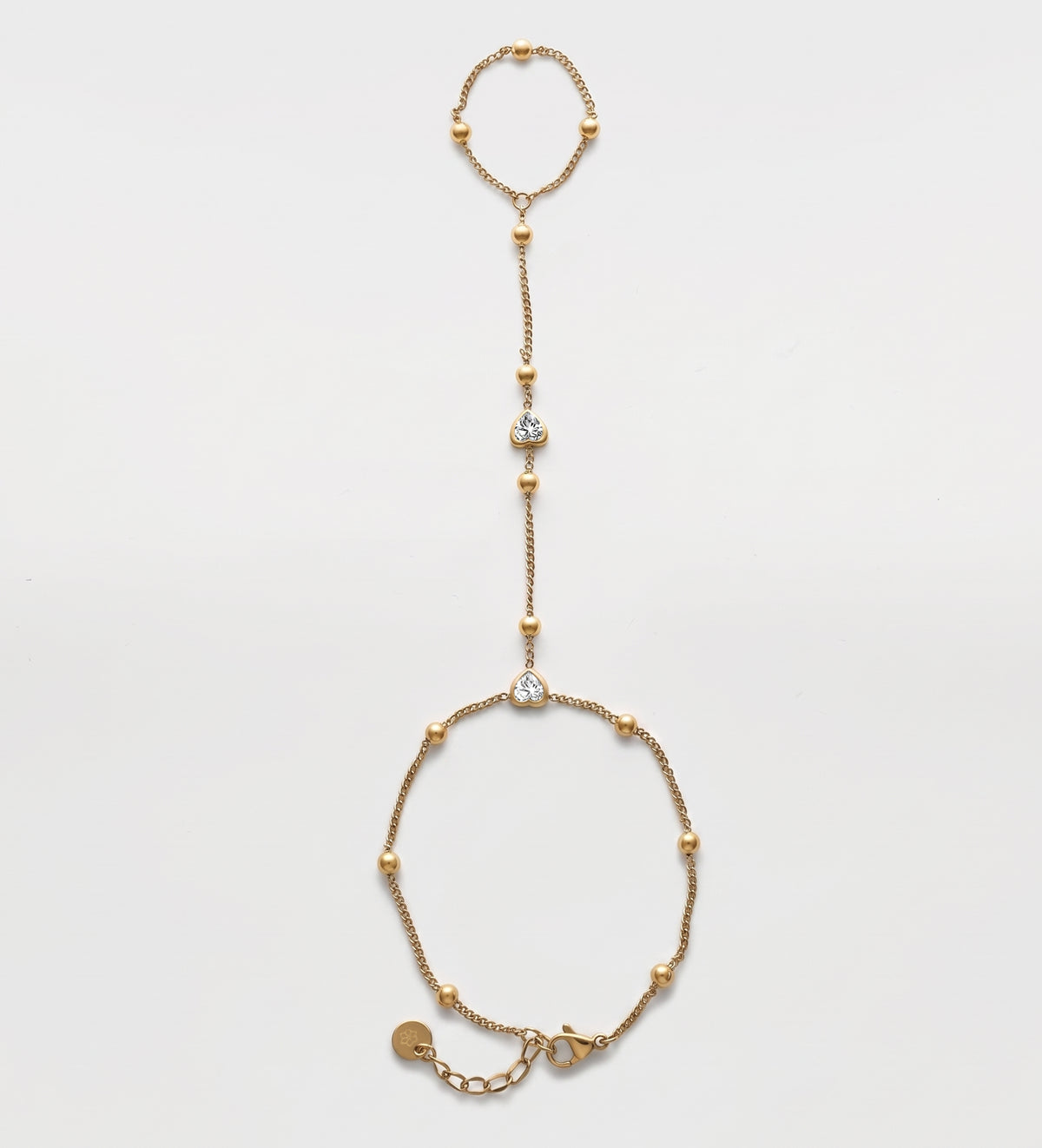 Heart Drop Hand Chain in Gold With High Quality Simulated Diamonds - Ash & Harry