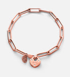 Heart Lock Bracelet With Lab Diamond in 18K Rose Gold Plating on 925 Silver - Ash & Harry
