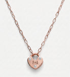 Heart Lock Necklace With Lab Diamond in 18K Rose Gold Plating on 925 Silver - Ash & Harry