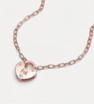 Heart Lock Necklace With Lab Diamond in 18K Rose Gold Plating on 925 Silver - Ash & Harry