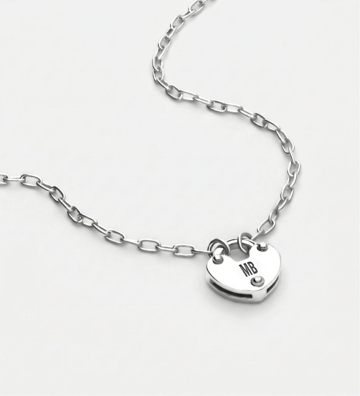 Heart Lock Necklace in Rhodium Plating on 925 Silver - Ash & Harry